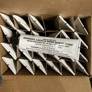 24 Pack Steven Ind. Cattle & Swine Backtag Adhesive (5oz Tubes) EXP 2026 - Picture 1 of 1