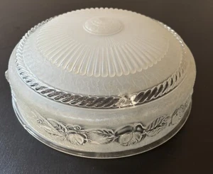 Vintage Frosted Clear Glass Ceiling Light Shade 3 Chain Hole Art Deco Pendant - Picture 1 of 9