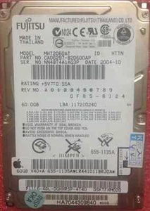 FUJITSU 60 GB HDD 2.5" 2 MB 4200 RPM MHT2060AT IDE Hard Drive For Laptop HDD - Afbeelding 1 van 2