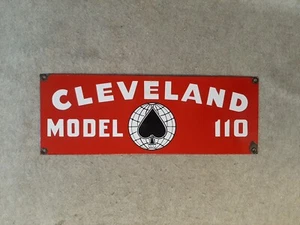 Vintage Porzellanschild Cleveland Model 110 Equipment mit Global Spade Logo - Bild 1 von 8
