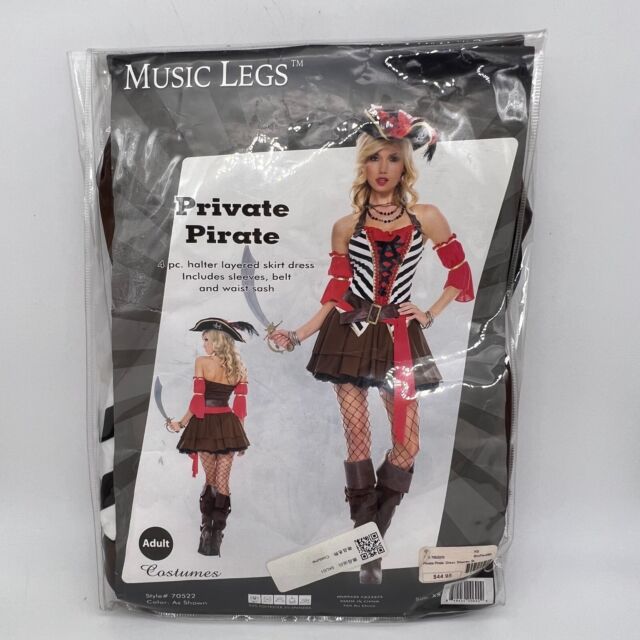 Disfraz pirata, incluye camiseta, falda y pañuelo, fibra sintética,  carnaval, halloween, cosplay, fiestas, adulto mujer, talla S