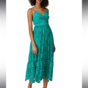 foxiedox Teal Eyelet Midi Dress Medium Green - Bild 1 von 8