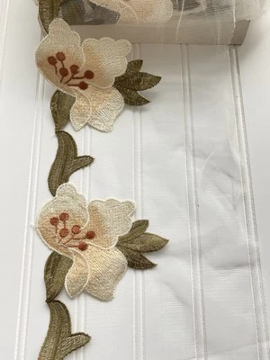 Multicolor Floral Embroidered Decorative Trim /Sewing/Craft/Upholstery/7" Wide - Image 1 of 4