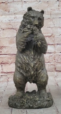Estatueta animal escultura urso pardo bronze fundido art déco elenco quente - Imagem 1 de 4