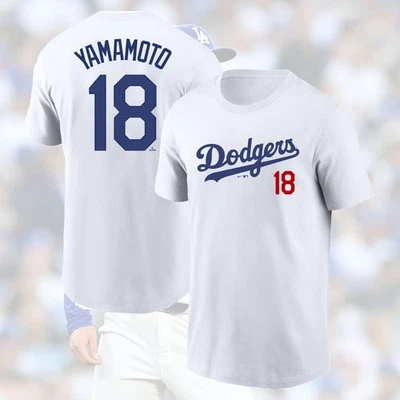 SALE! Yoshinobu Yamamoto #18 Los Angeles Dodgers 2025 Name & Number Fan Gifts - Image 1 of 4