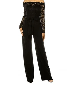 Schulterfreier Damen gerader Ausschnitt Langarm Overall Größe 12 Schwarz - Bild 1 von 8