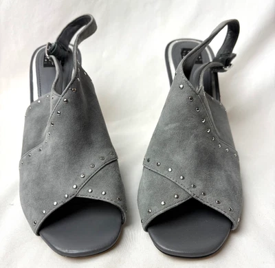 White House Black Market Gray Suede Peep Toe Slingback Heels- Size 8.5 M - Image 1 of 4