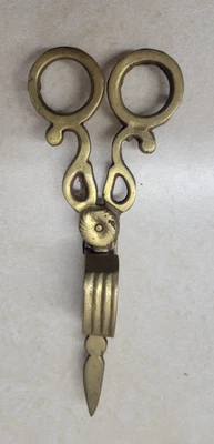 Tijeras Anticuarias Vintage Latón Vela Apagador Adhesivo Hecho en India 6.25" Foto 1 de 4