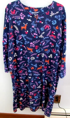 Dreams & Co. Talla Grande M/L - Vestido de Noche Manga Larga - Divertido Azul Marino con Reno Foto 1 de 4