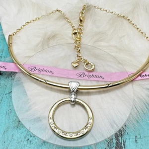 Brighton Covet Gold Plate Crystal Choker 2" Removable Pendant Necklace - Picture 1 of 10