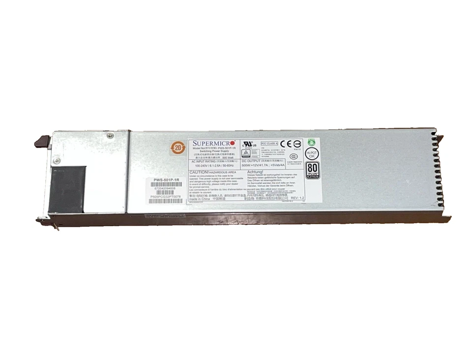 Supermicro PWS-501P-1R 80 Plus Platinum 500 Watt Power Supply Netzteil - Bild 1 von 4