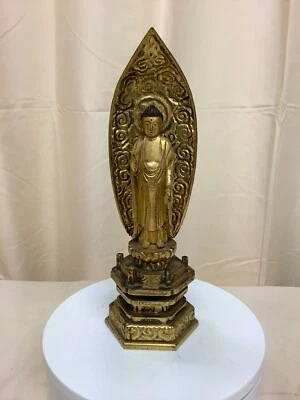 Buda japonés madera Shaka budismo religioso Amitabha antiguo 9,8 x 2,5 x 2,5 pulgadas Foto 1 de 4