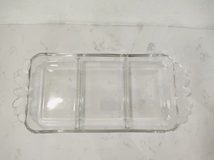 Vintage Klar Schwer Milchglas Kristall Relish Schale Tablett 3 Abschnitte Rechteck - Bild 1 von 5