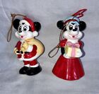 Vintage Disney Mickey and Minnie Ceramic Christmas Ornaments 3” With Stickers