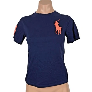 EUC Polo Ralph Lauren Blue NEON PINK Big Pony Horse #3 T-shirt Boys Youth Medium - Picture 1 of 9