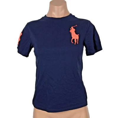 EUC Polo Ralph Lauren Blue NEON PINK Big Pony Horse #3 T-shirt Boys Youth Medium - Image 1 of 4