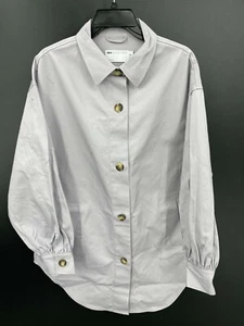 Top de mujer Asos Design pequeño gris camisa chaqueta Lagenlook minimalista de gran tamaño - Imagen 1 de 6