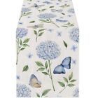 Anti-Stain Hydrangea Table Runner Linen Table Cover Tablecloth  Dining Table