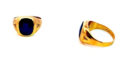 375 Gold Ring 6,7g, mit Sternsaphir & kleinen Diamanten, Ringgröße 62  104627 - Bild 1 von 3