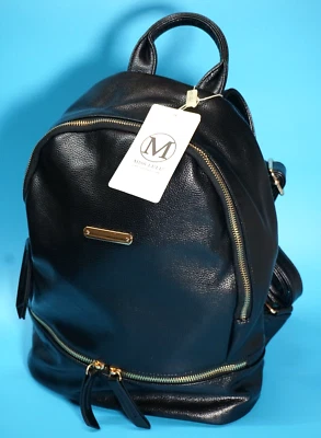 MISS LULU FAUX LEATHER BACKPACK STYLE BAG ~ LF6606 ~ 35cm x 26cm x 13cm ~ BLACK - Image 1 of 4