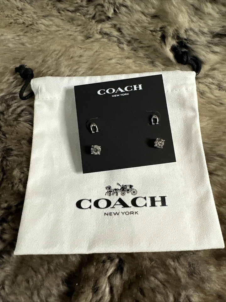 Coach Signature C Logo Stud and Crystal Stud Earrings