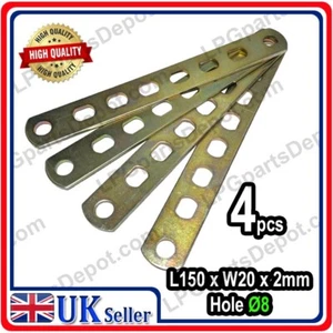4x METAL BRACKETS with holes 150mm x 20mm Perforated Mounting Bracket D8 hole - Picture 1 of 2