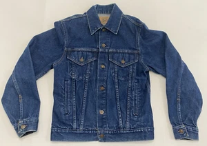 VINTAGE JC PENNEY ~ PLAIN POCKETS ~ DENIM BLUE JEAN TRUCKER JACKET MEN'S SZ 36 - Picture 1 of 13