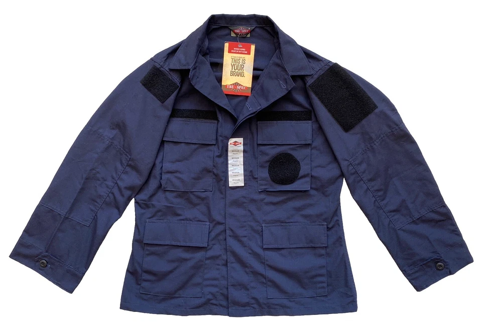 NEW MENS TRU-SPEC FOUR POCKET COTTON POLYESTER SHIRT  NAVY BlUE MEDIUM REGULAR - Image 1 of 4