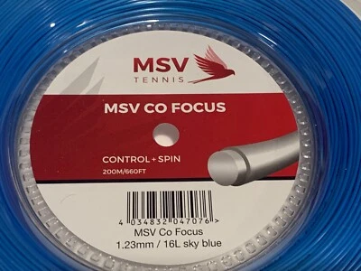 MSV CO FOCUS Sky Blue 1.23mm Tennis String 200m Reel made in taiwan - image 1 of 2