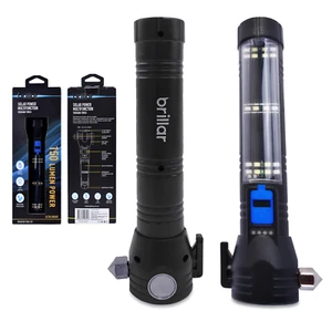 Brillar Rechargeable Flashlight Solar Power Handheld Torches with Hammer Cutter - Picture 1 of 7