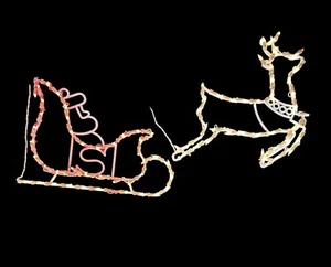 VTG 1995 Christmas Silhouette Light Up Rudolph & Santa’s Sleigh Indoor/Outdoor * - Picture 1 of 6