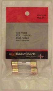RadioShack 270-0128 50A 32V Heavy-Duty AGU (5AG) Type Fuses 50 Amp 32 Volt 2/PK - Picture 1 of 1