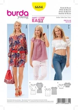 Burda Damen-Schnittmuster 6684 für Kleider und Blusenoberteile