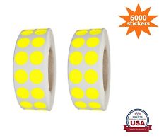 Color-Coding Dot Stickers Neon-Yellow 10MM (3/8 Inch) 6000 Labels on Rolls