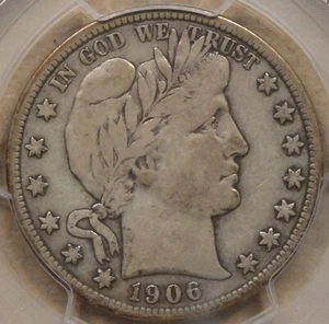 1906 Barber Half Dollar 50c PCGS Certified VF20 - Picture 1 of 4