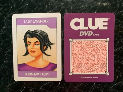 Clue DVD  Lady Lavender  SUSPECT CARD  Game Replacement Piece / Card 2006 Hasbro - Image 1 of 3