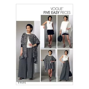 Vogue Nähmuster V9191 Damen Ponchos Top Shorts und breite Bein Halstuchhose - Bild 1 von 2