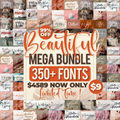 Beautiful Mega Bundle 350+ Fonts - Limited Offer ✅ Fast Delivery ✅ - Image 1 of 4