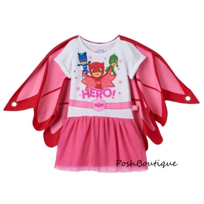 Disney PJ Máscaras Owlette Niña Vestido Alas 2T Halloween Disfraz Rojo Conjunto Niño Pequeño Foto 1 de 2