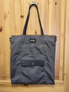 PAUL & JOE SISTER GREY & BLACK NYLON TOTE BAG SHOPPER CAT INTERIOR DOUBLE STRAPS - Picture 1 of 14