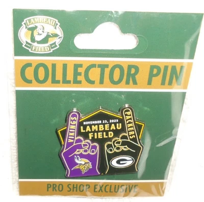 GREEN BAY PACKERS / MINNESOTA VIKINGS DATED 11/23/25 GAMEDAY PIN NEW / PACKAGE - Image 1 of 3