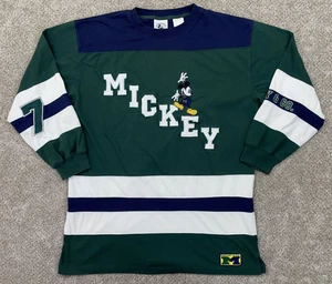 Mickey & Co Shirt Men's Large Green White Blue Rugby #7 Heavy 1990's VINTAGE - Picture 1 of 11