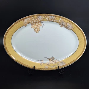 Alpine Cuisine Servierplatte feines Porzellan Deutschland Weinrebe 14" x 9,75" Tablett - Bild 1 von 9