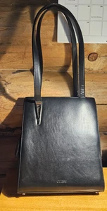 GUESS Brand Womans Blue/ Black Faux Leather Double Handled Handbag-Pre Owned - Picture 1 of 11
