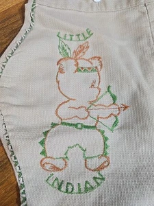 VINTAGE INFANT OVERALLS ! Embroidered Little Indian !  2 T ? - Picture 1 of 4