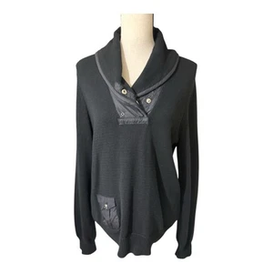 Ralph Lauren Active Pullover schwarz Wasserfallausschnitt mit Knopf Gr. XL schwarz - Bild 1 von 6