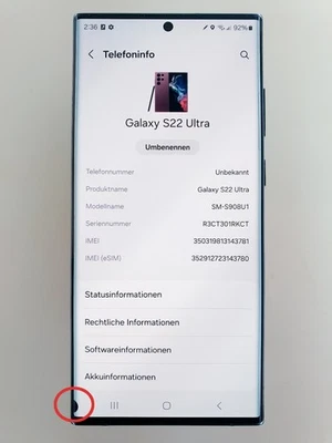 Samsung Galaxy S22 Ultra 5G 256GB SM-S908U1 Dual Phantom Black - Bild 1 von 4