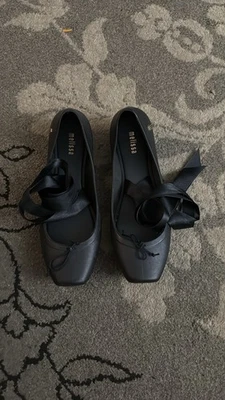 Melissa Black Ballet Flats With Ribbon Ankle Ties Women’s Size 8 - Image 1 of 2