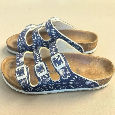 Birkenstock Florida Girls Sandals Navy Nautical Print EU 33 (US 1–1.5 Youth) - Image 1 of 4