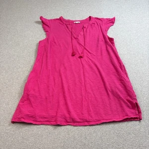 Talbots Dress Woman XL Pink Tassel Pockets Swim Coverup Beach Resortwear Boho - Picture 1 of 8